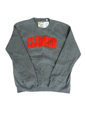 Clemson Pressbox Quilted Pullover Sweatshirt Gray Men’s Size XL Pockets NWT